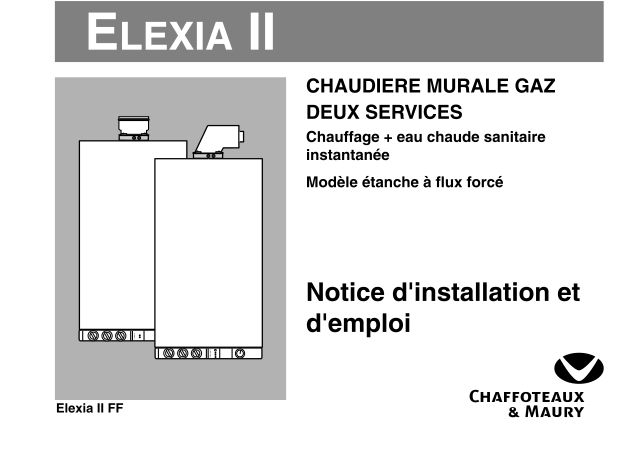 Première page : Notice d'installation Chaffoteaux ELEXIA II 2.23 FF N FR