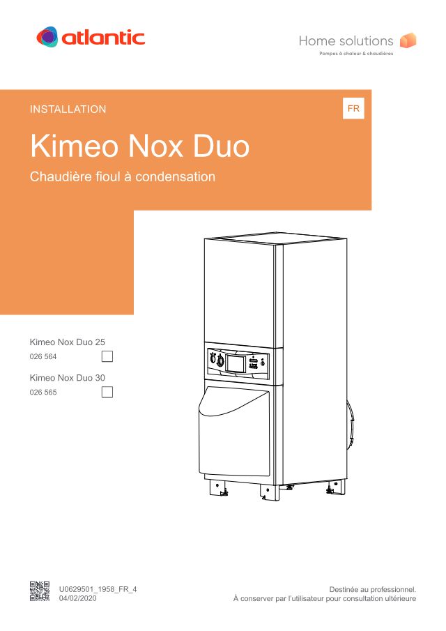 Première page : Notice d'installation Atlantic KIMEO NOX DUO 30