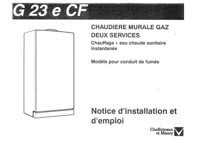 Première page : Notice d'utilisation Chaffoteaux G 23 E CF N FR