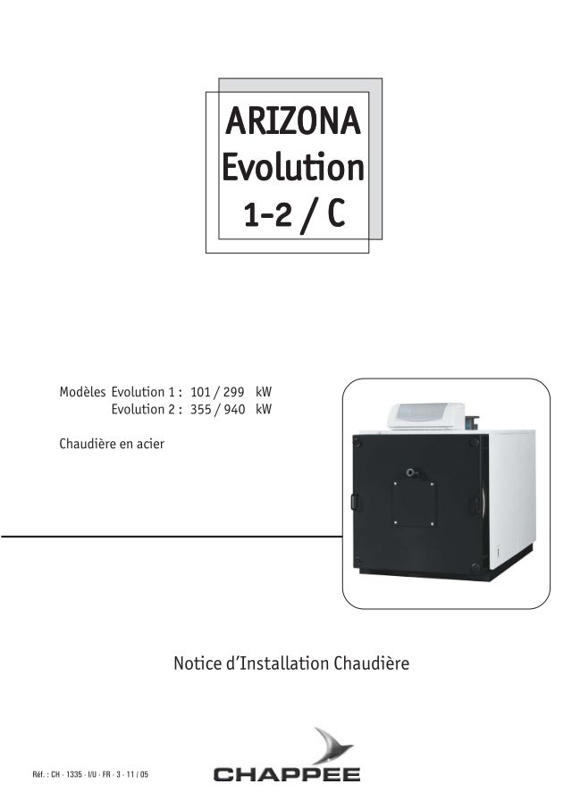 Premiere page : Notice d'installation Chappee ARIZONA EVOLUTION 2C / 930kW