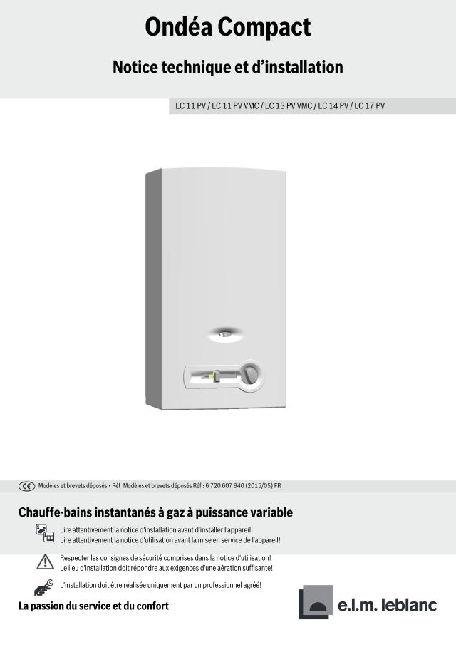 Première page : Notice d'utilisation Elm Leblanc ONDEA COMPACT - LC11 PVN