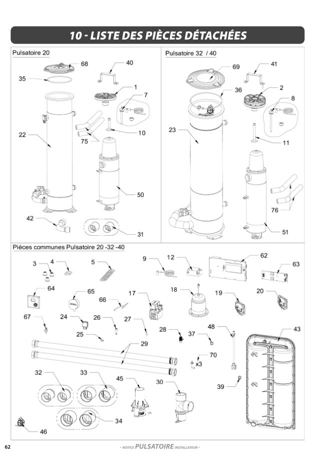 Première page : Pièces détachées Auer PULSATOIRE 60I A PARTIR DE XX65001