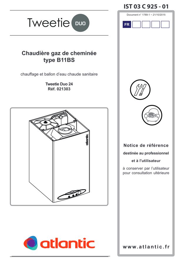 Première page : Notice d'installation Atlantic TWEETIE DUO 24