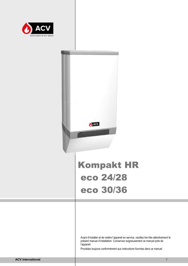Première page : Notice d'installation ACV KOMPAKT HR ECO 24/28