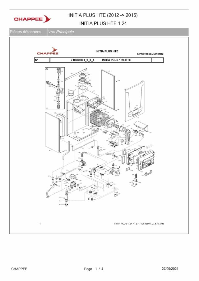 Première page : Pièces détachées Chappee INITIA + 1.24 HTE