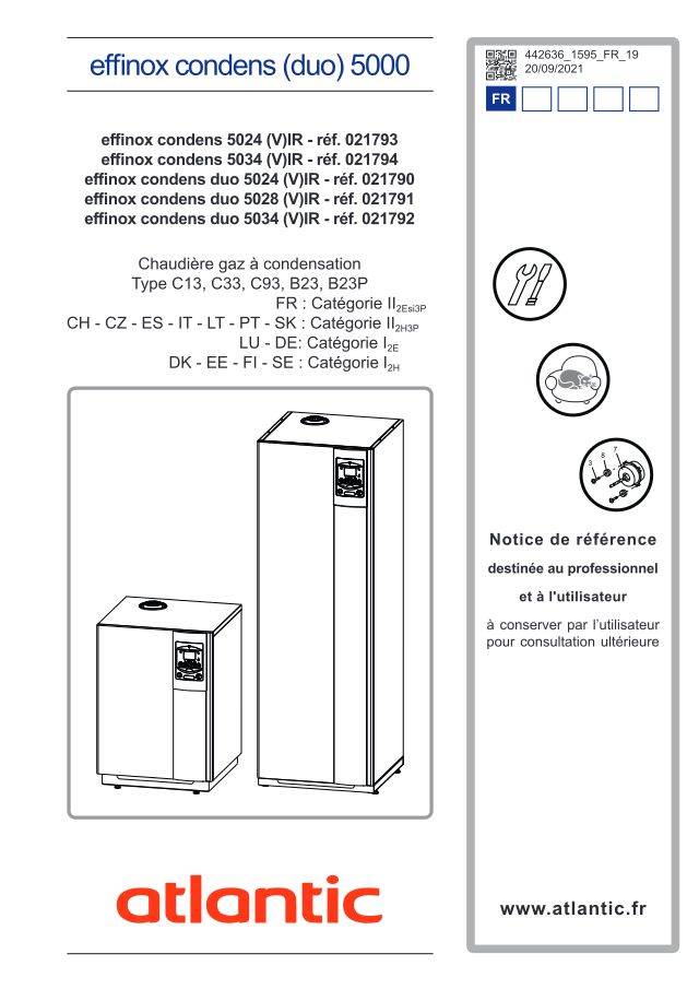 Première page : Notice d'installation Atlantic EFFINOX CONDENS 5024