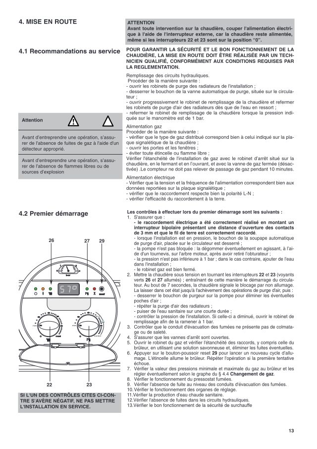 Première page : Notice mise en service Chaffoteaux AMPHORA DELTA 24 CF B/P FR